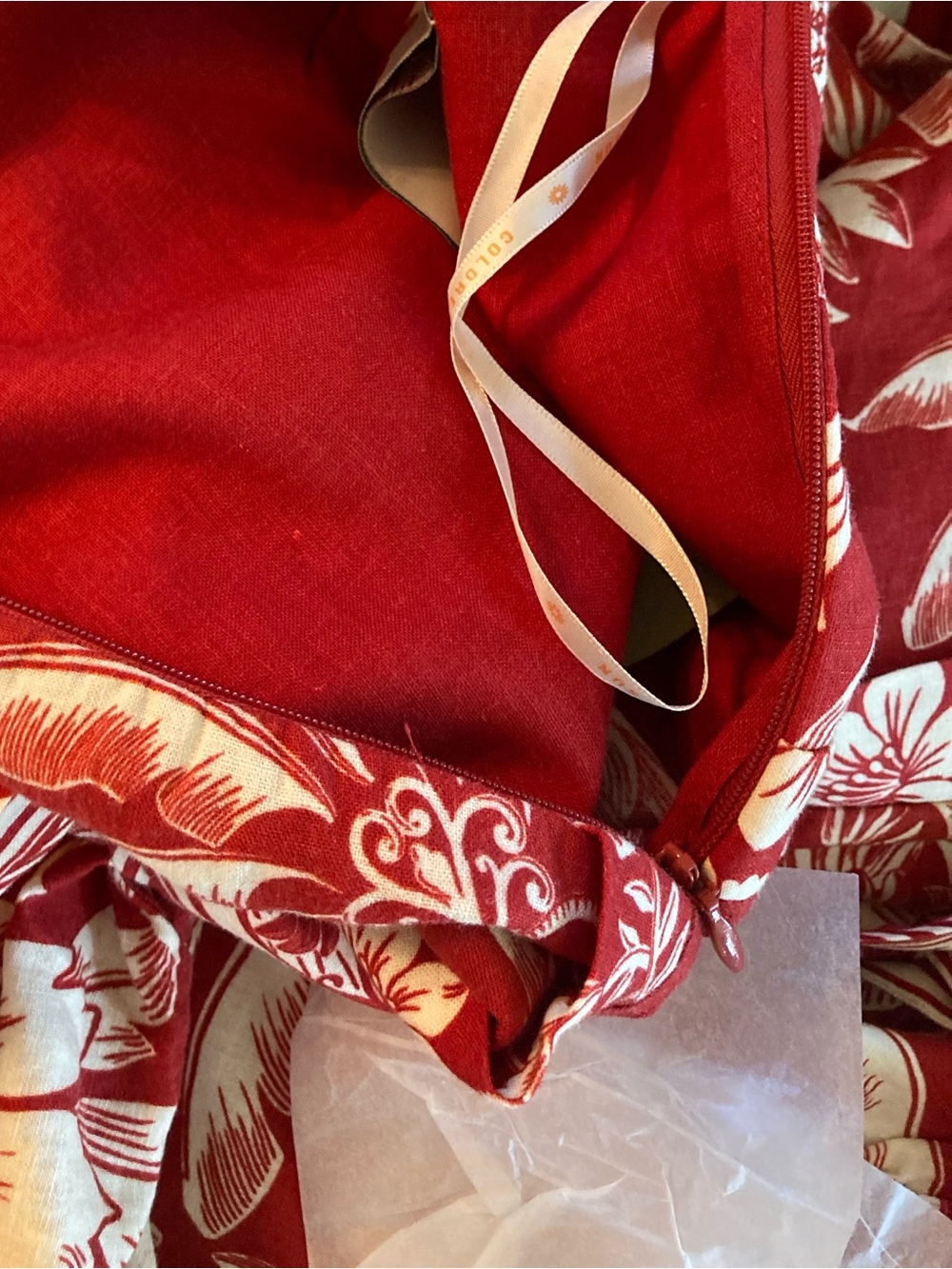 NEW FARM Rio Red Guanacaste Belted Euroflax™ Romper Tropical Floral Linen Size L - Picture 13 of 15
